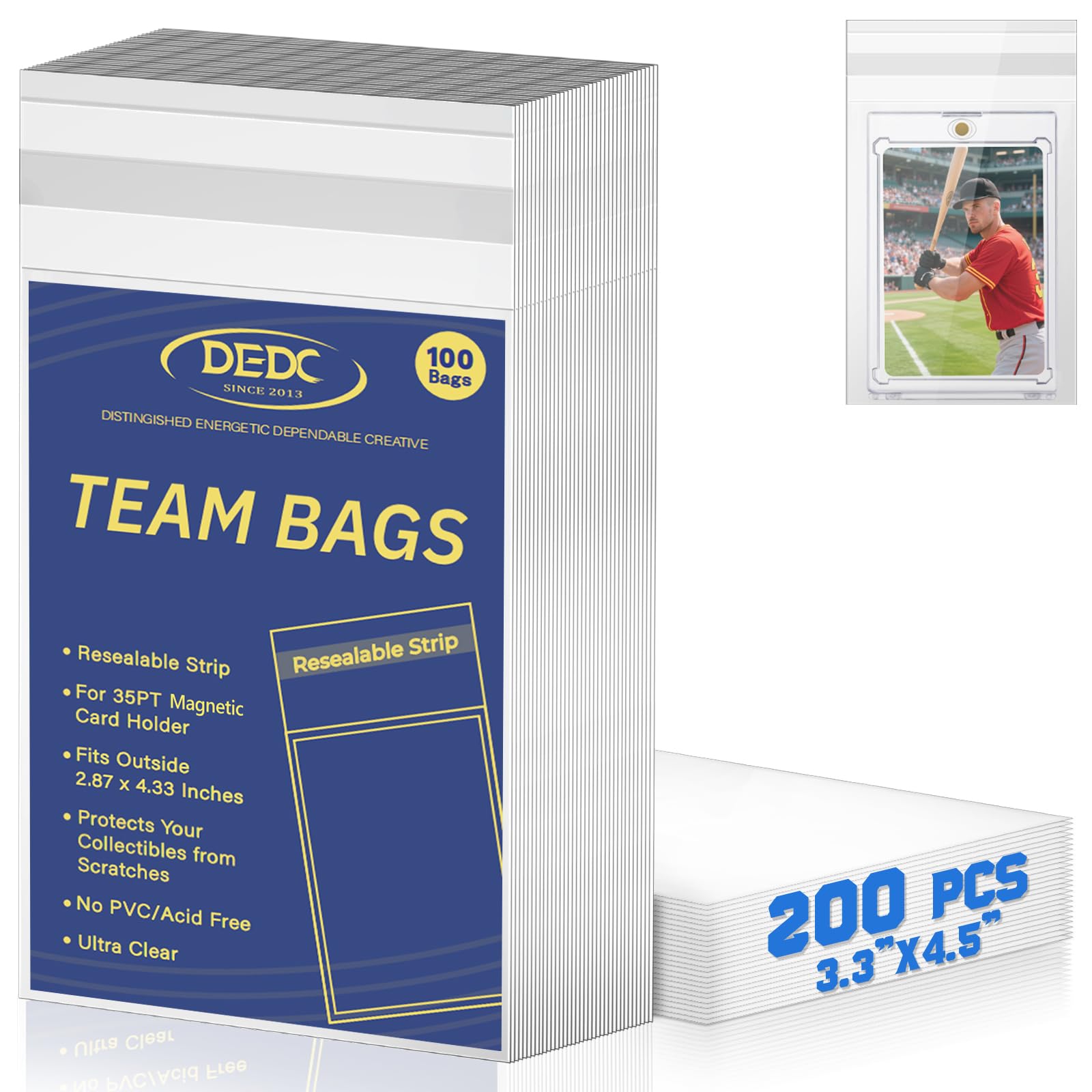 DEDC 200pc trading cards team bags protect and organize your collection.