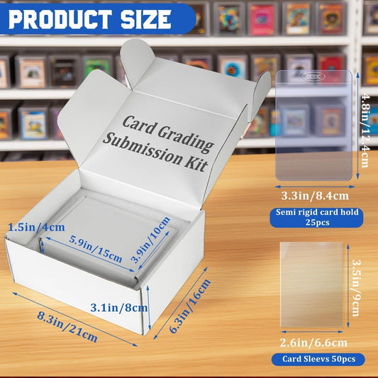 DEDC card grading submission kit includes 150 penny sleeves to shield cards during transport