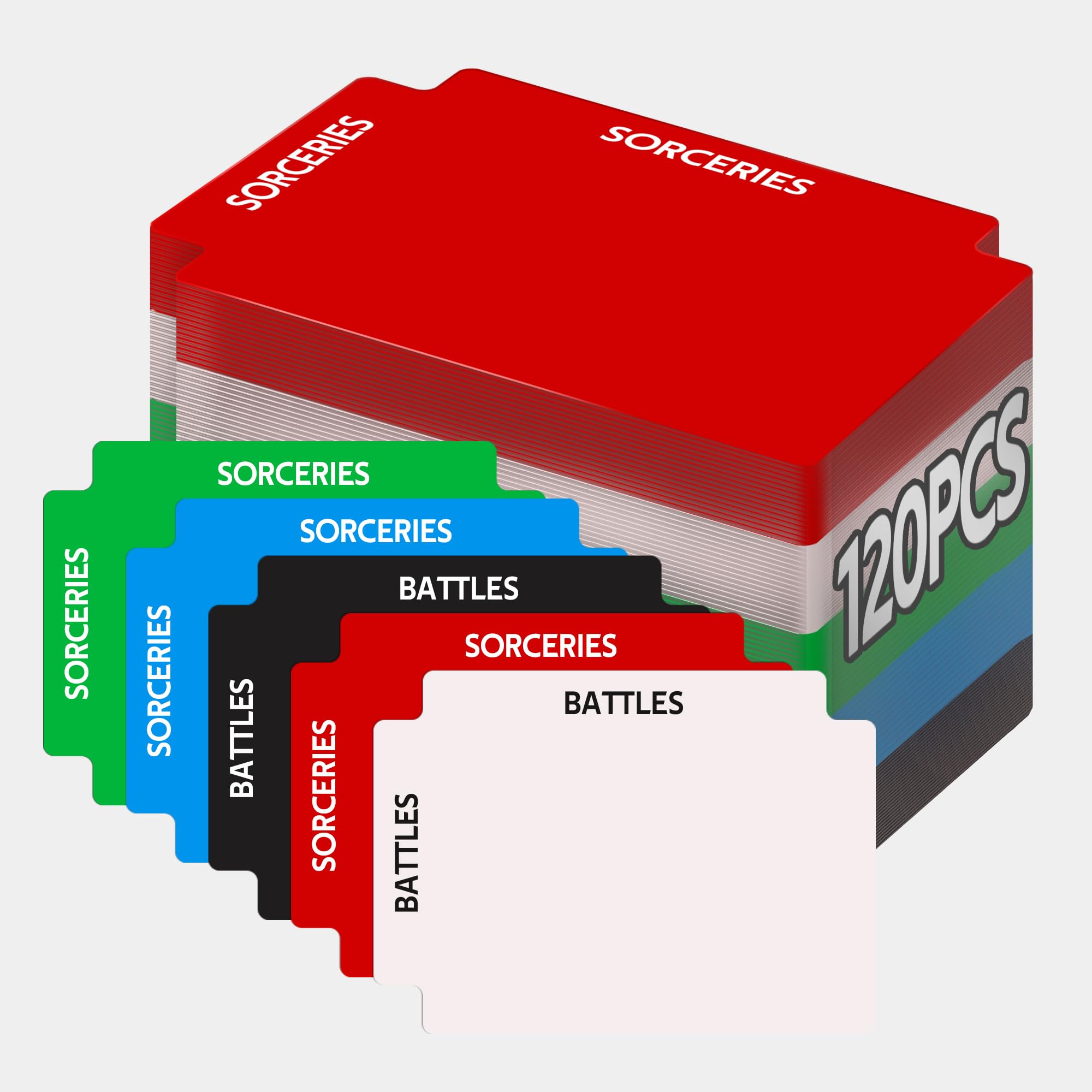 DEDC MTG dividers 120-pack arranged for quick commander deck organization