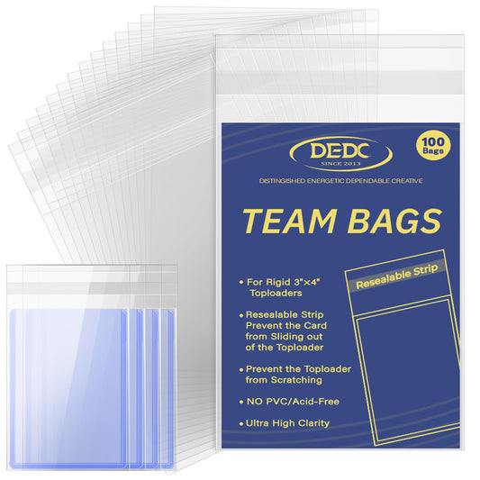 DEDC team bags with 3x4 inch top-loader closure for quick card handling.