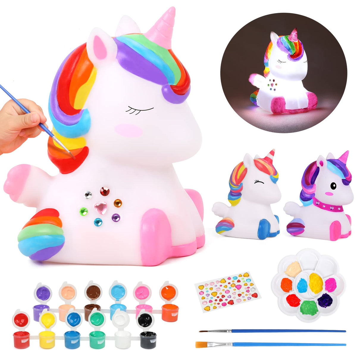 dededa Paint Your Own Unicorn Night Light Kit contents—kids enjoy a creative craft activity