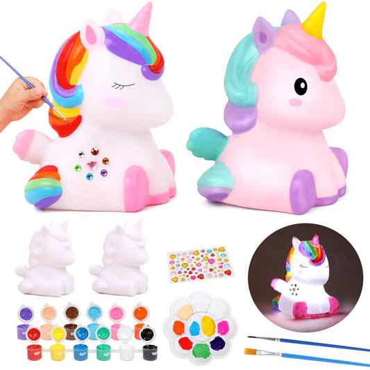 Dededa Unicorn Night Light 2pc: paintable lamps for creative play and nighttime ambiance.