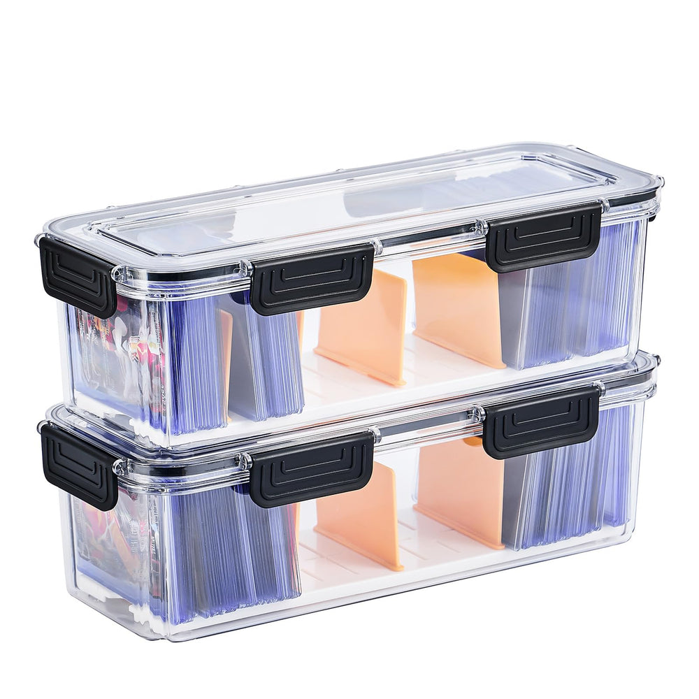DEEIF top-loader storage box front view showing clear protection for cards