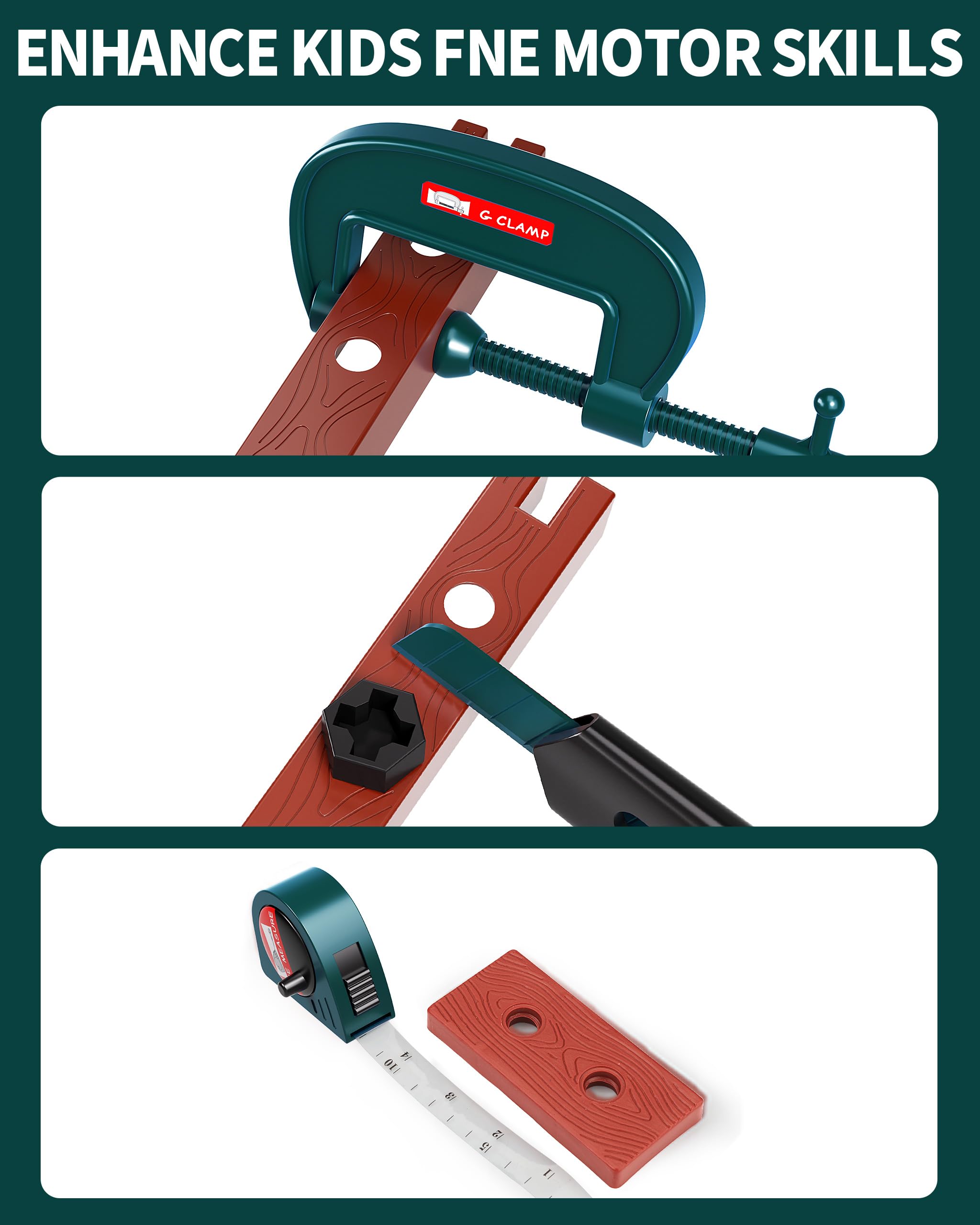 Deejoy hammer in green promotes hands-on construction play.