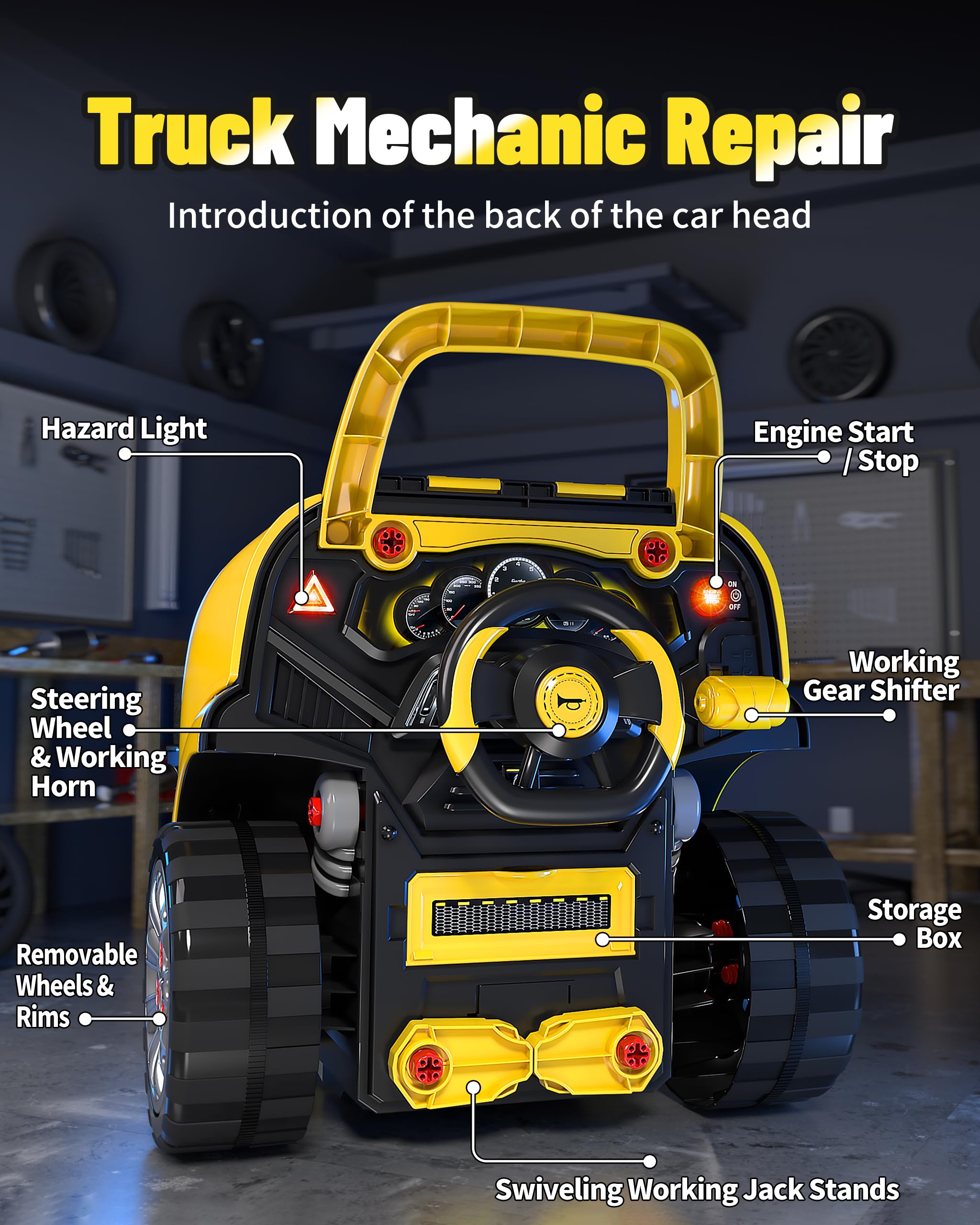 Deejoy truck hood open with dipstick check encourages pretend maintenance.