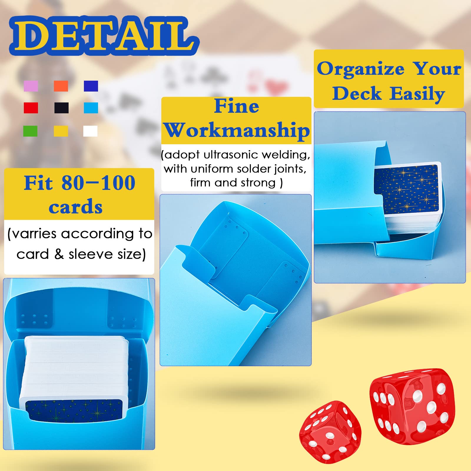 Deekin light blue deck box preserves sleeved cards during games.