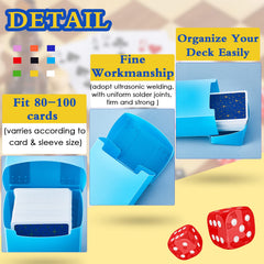 Deekin light blue deck box preserves sleeved cards during games.