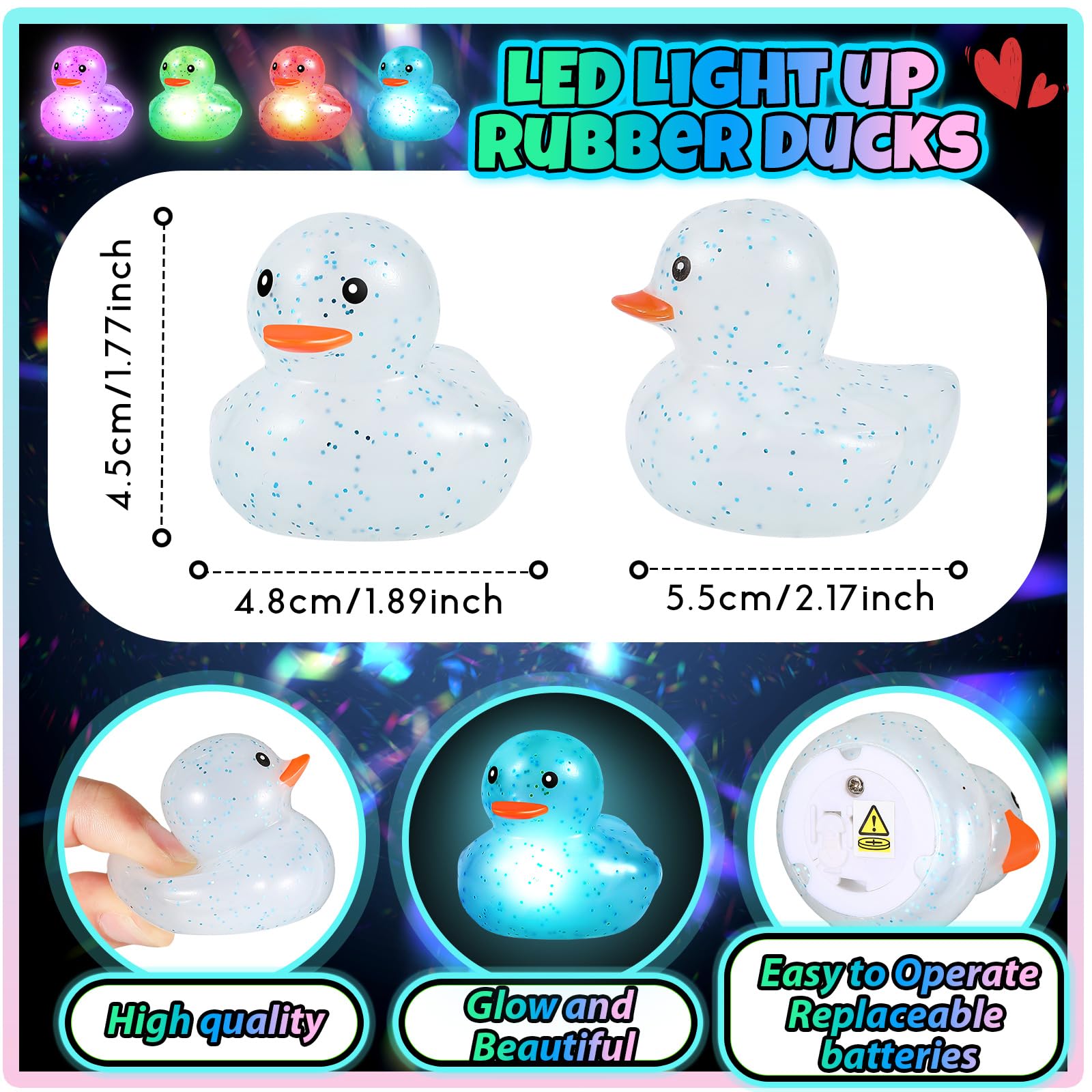 Deekin 2in glow duck close-up shows compact size for table displays.
