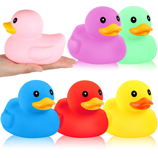 Deekin 6-pcs multicolor rubber ducks for bath time fun.