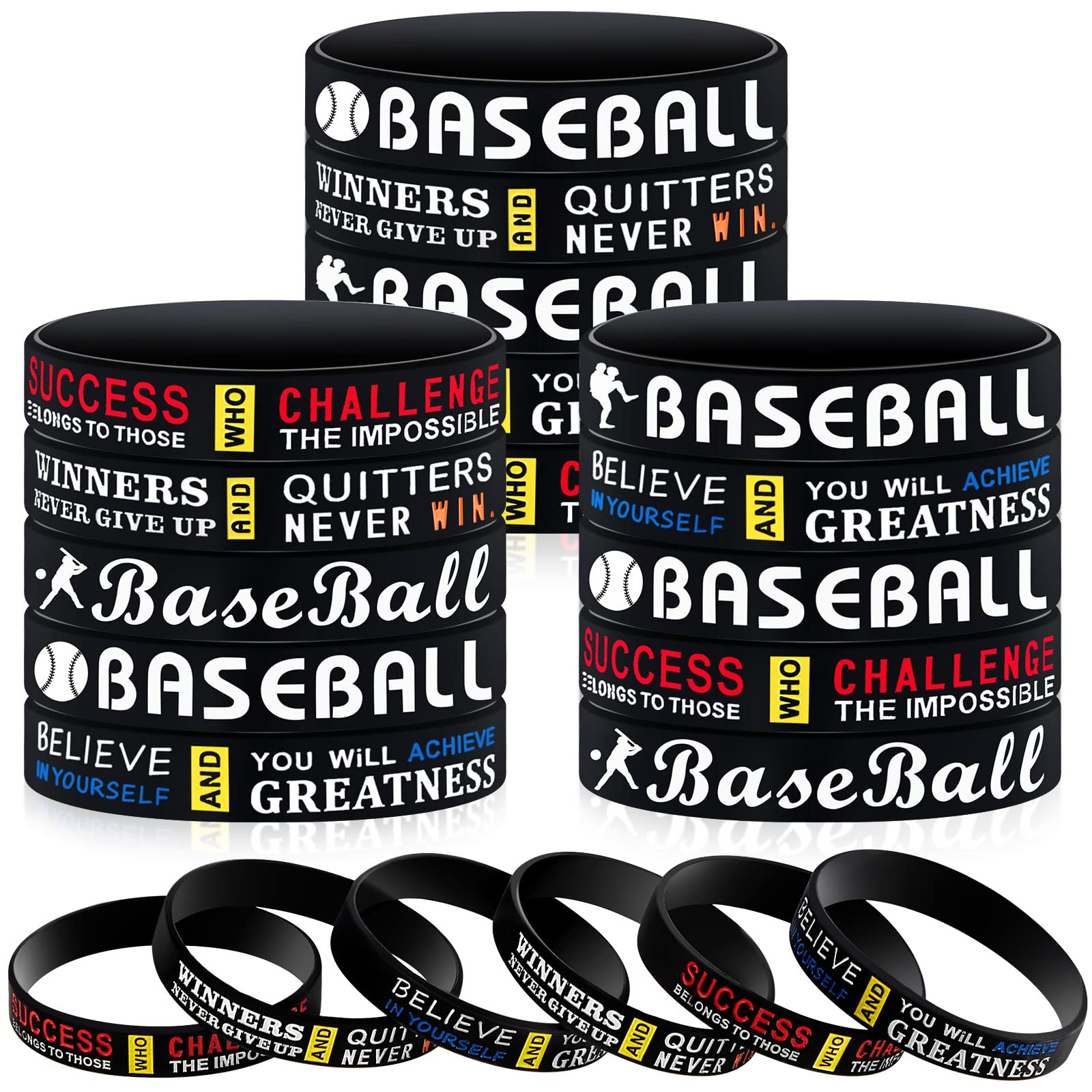 Deekin baseball motivational silicone wristband, style A, promotes team spirit during practice