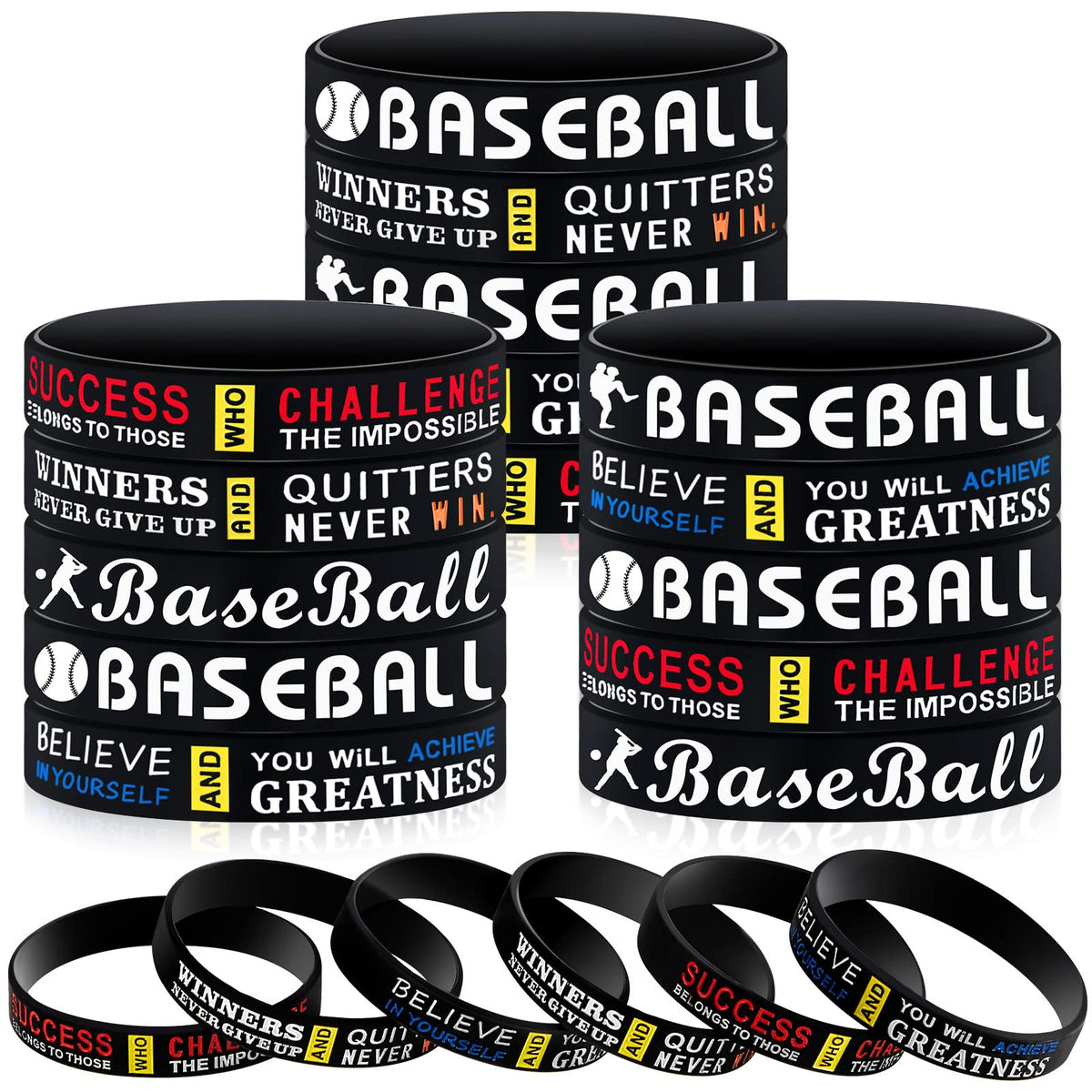 Deekin baseball motivational silicone wristband, style A, promotes team spirit during practice