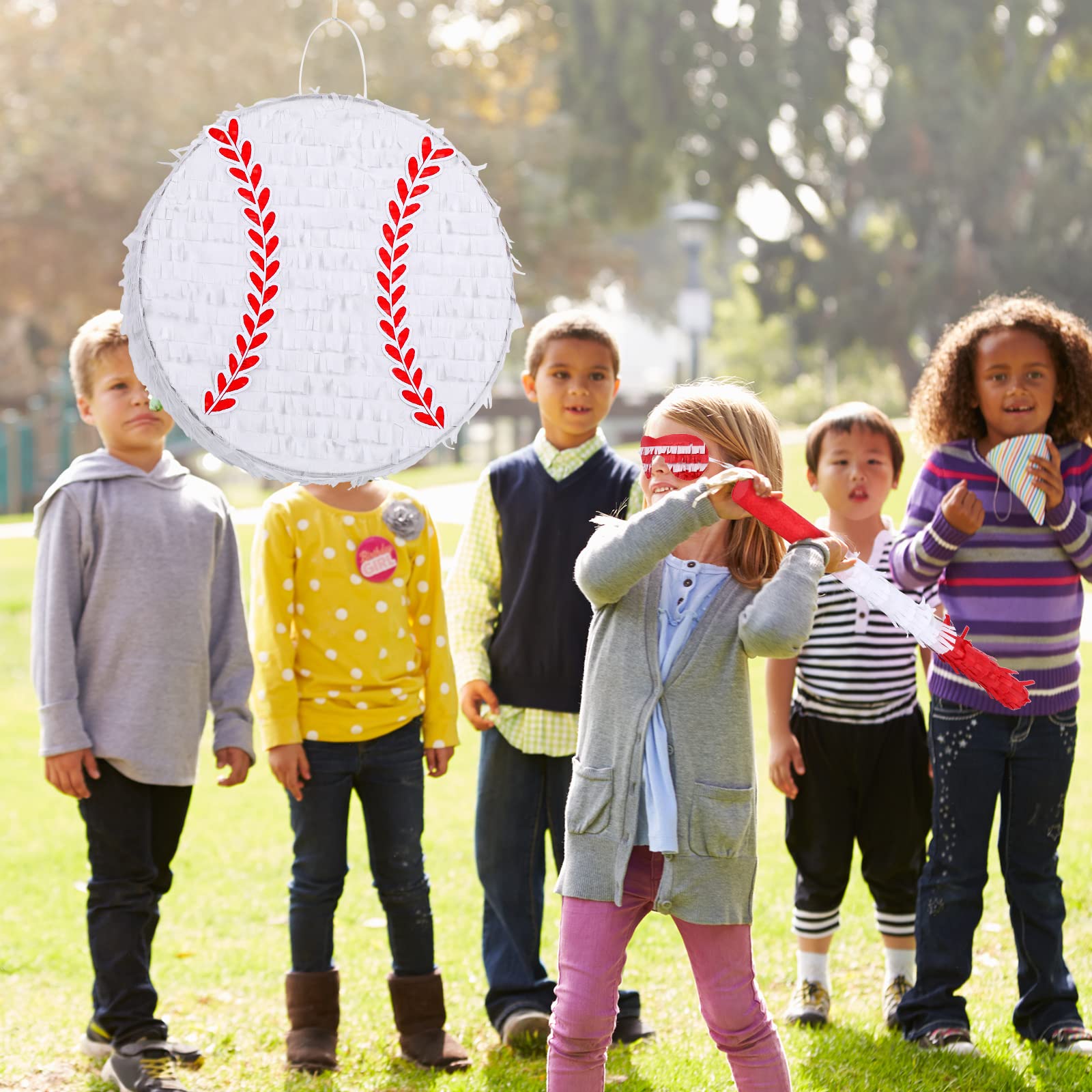 Deekin baseball pinata confetti inside hints at festive surprises