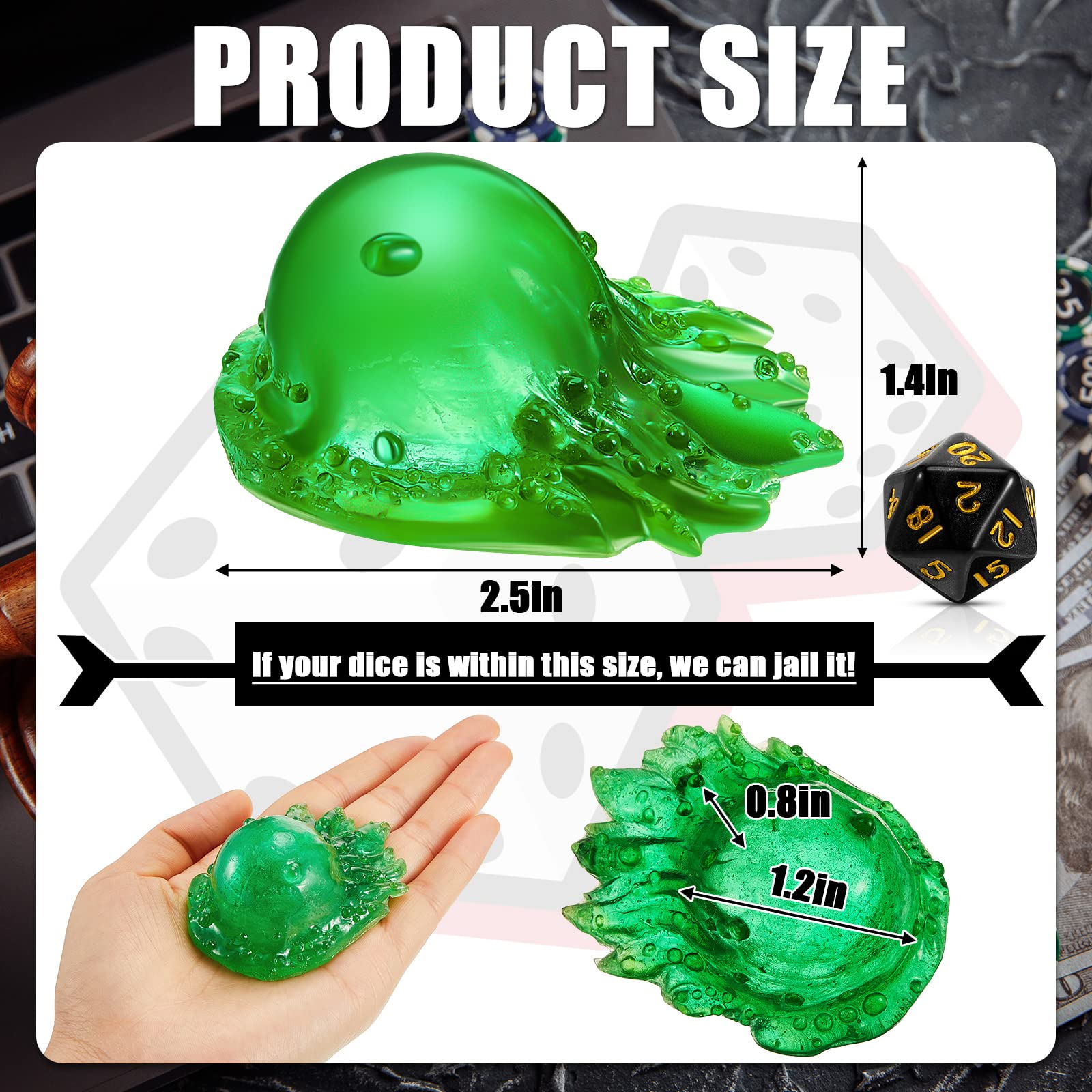 Deekin dice prison resin cage showcasing dice through hollow surface.