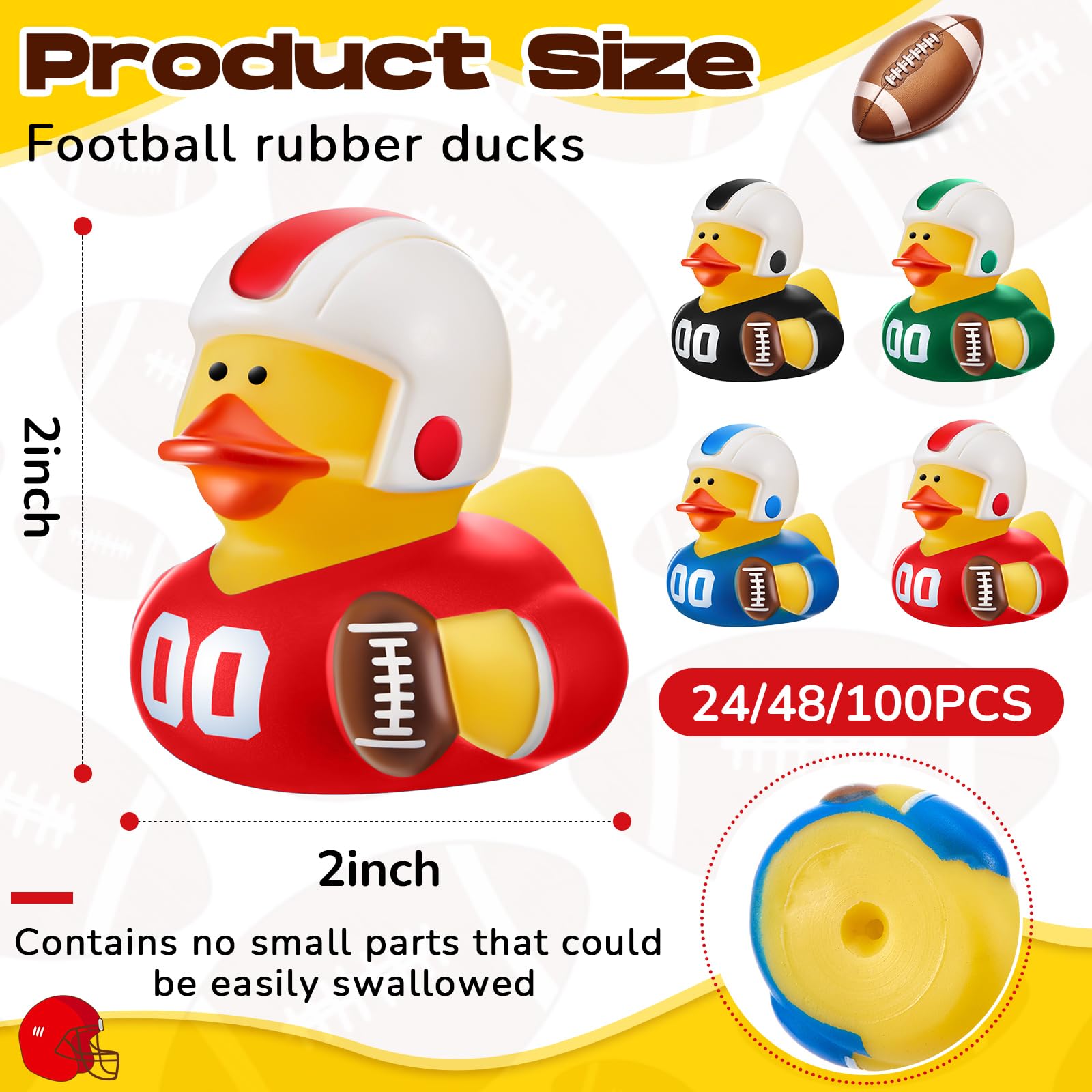Deekin football duck used as playful desk decor at events.