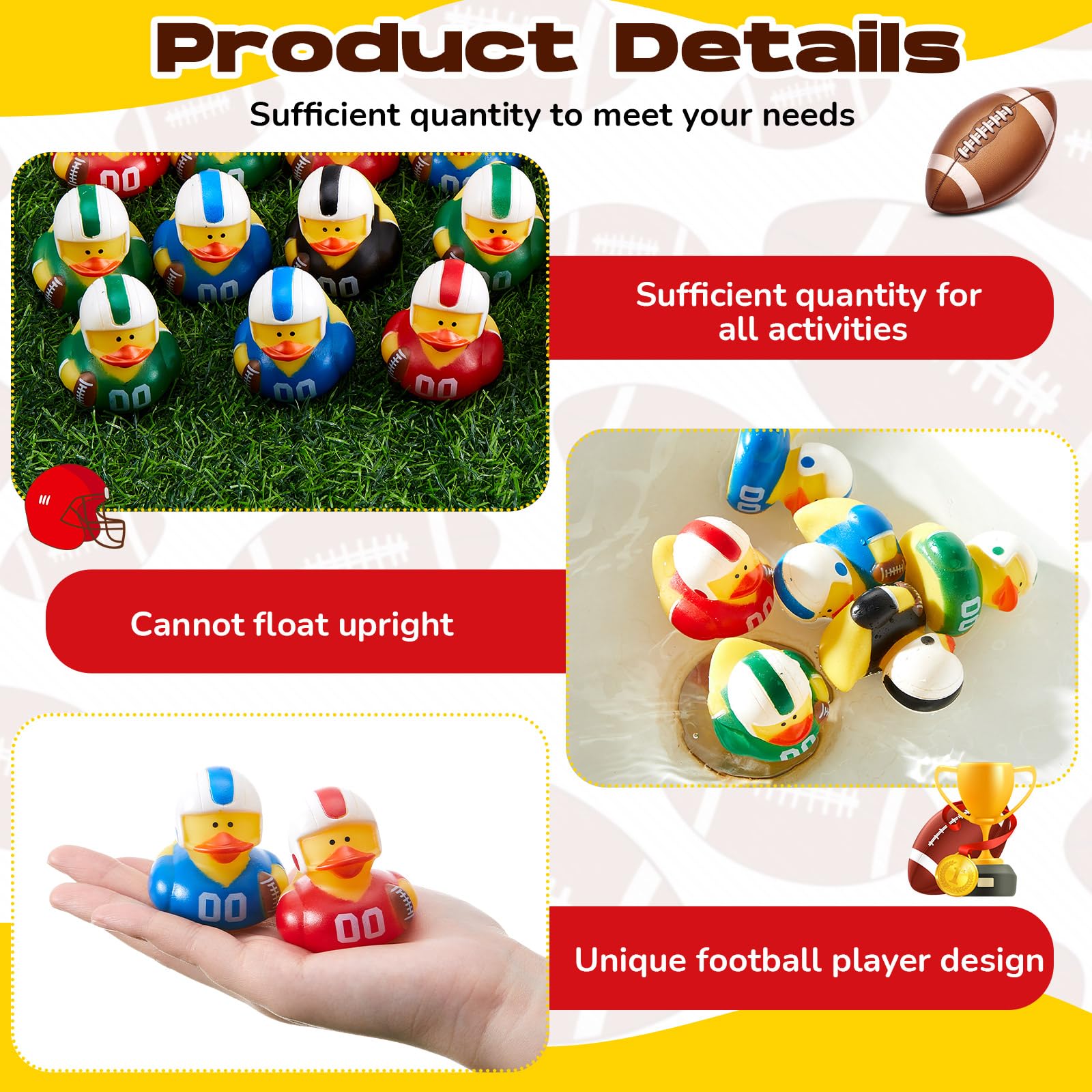 Deekin rubber texture close-up highlights smooth, durable football ducks.