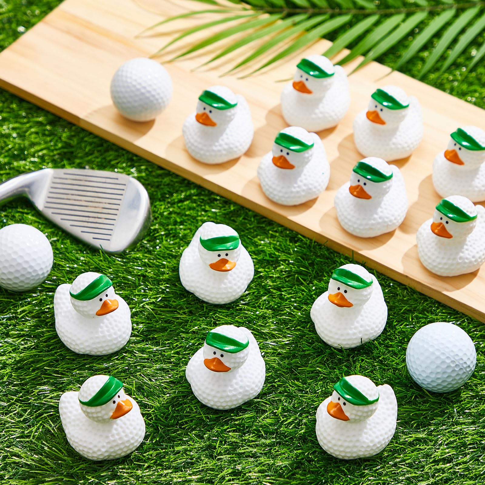 Golf-ball textured duck body enhances golf-themed party outfits.
