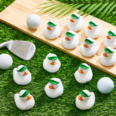 Golf-ball textured duck body enhances golf-themed party outfits.