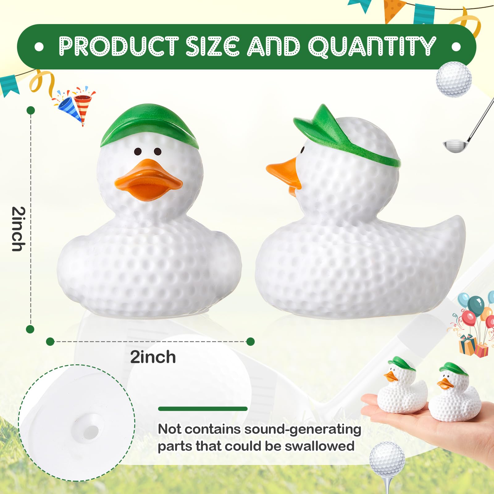 Deekin golf duck head with green hat detail for charm.