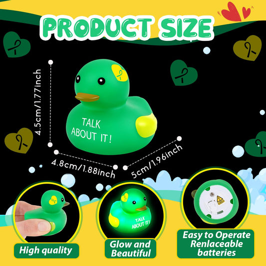 Deekin green ribbon duck pack ideal for awareness campaigns and party decor.