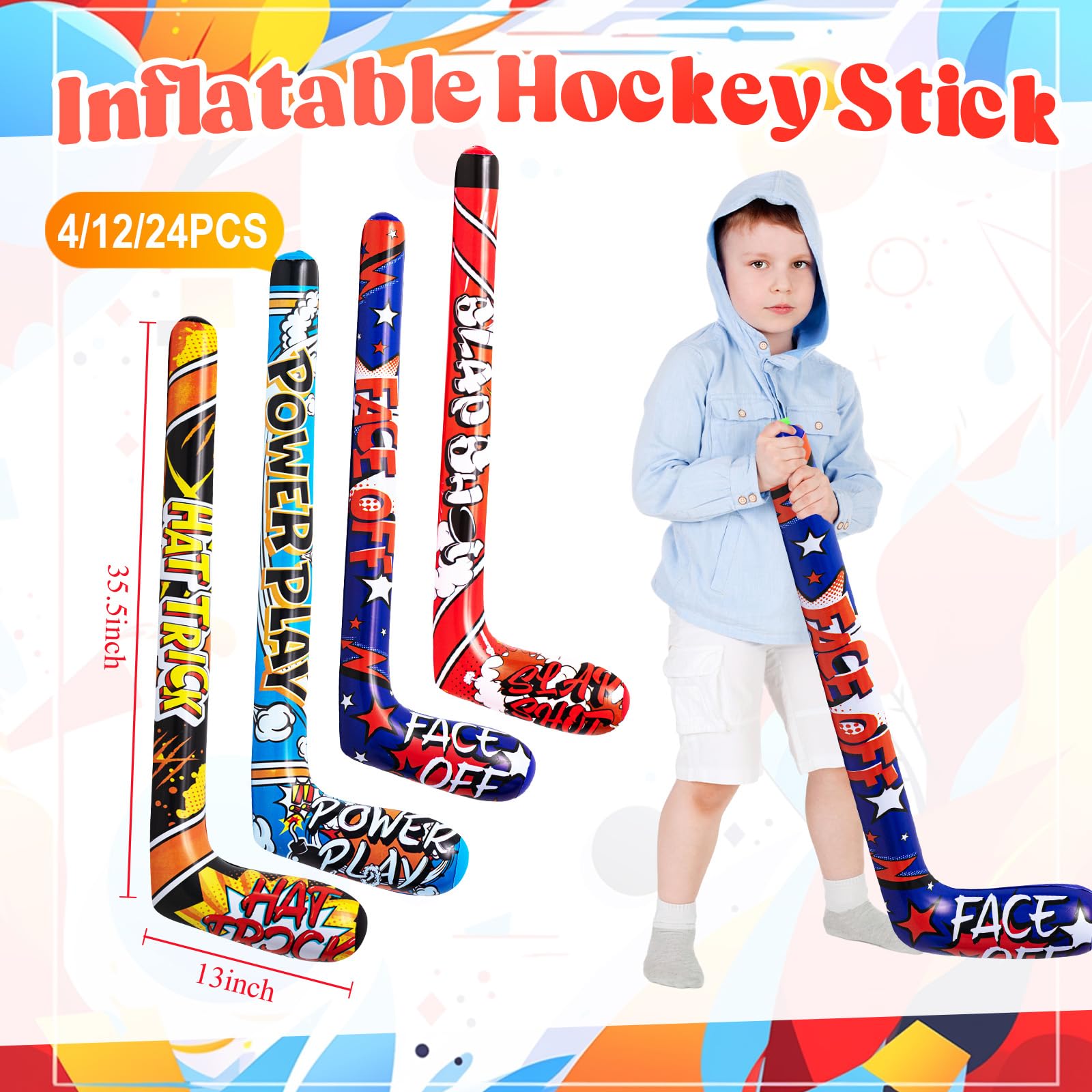 Deekin blue design inflatable hockey stick boosts interactive play and photo moments