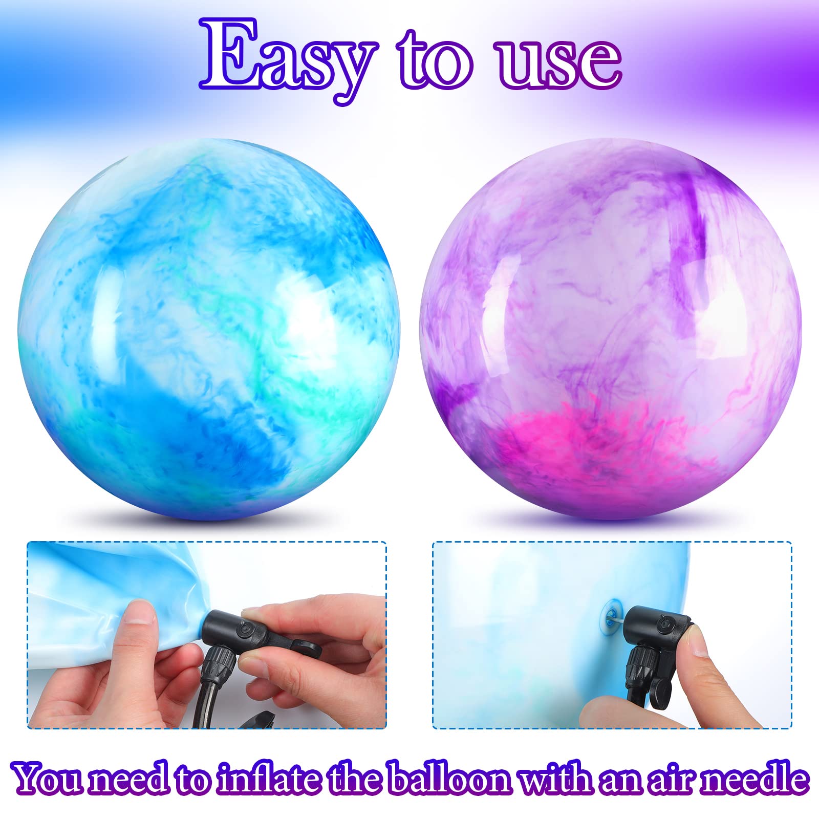 Deekin marbleized bouncy ball outdoor play highlighting 15-inch size and resilience.