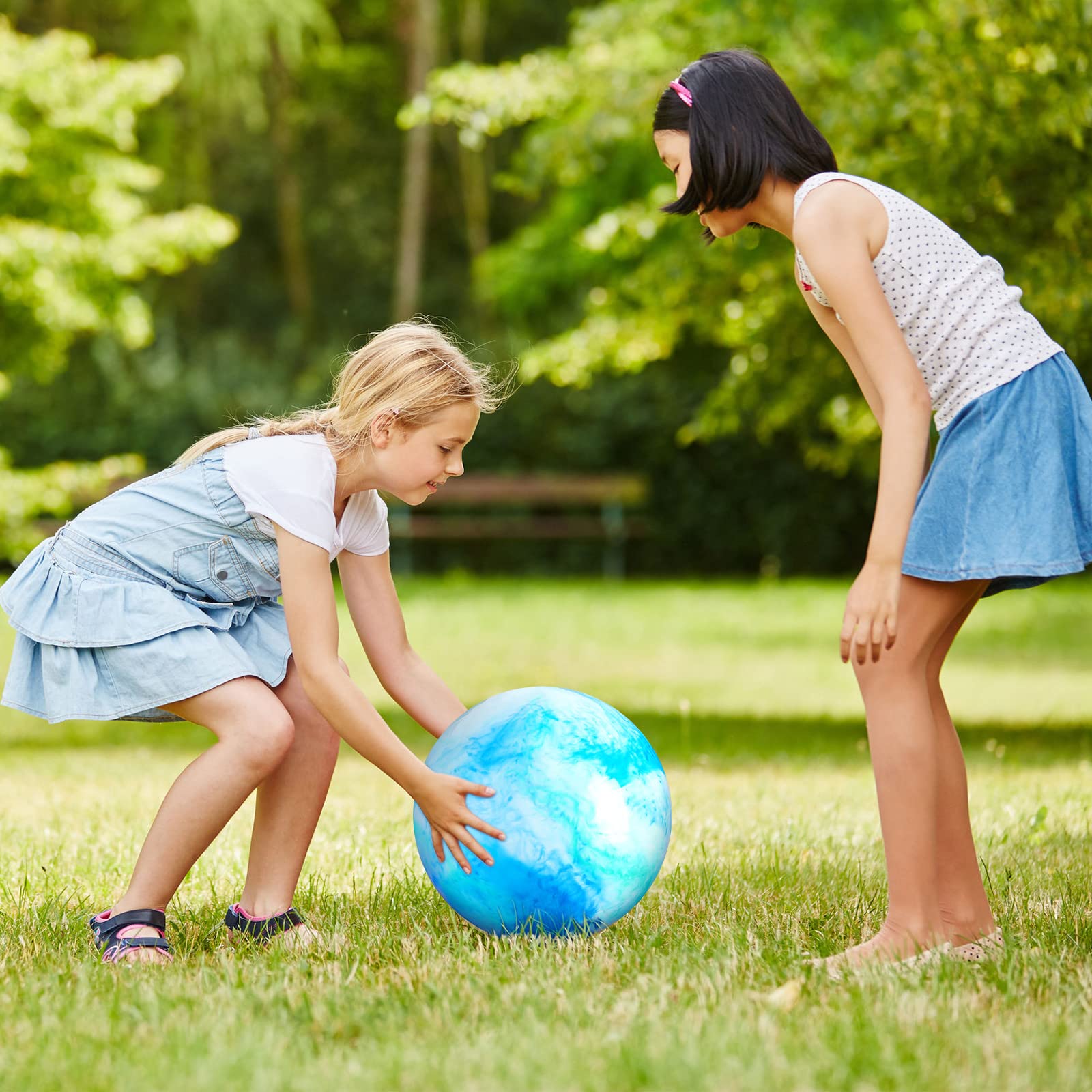 Deekin marbleized bouncy ball supports home balance and playful yoga.