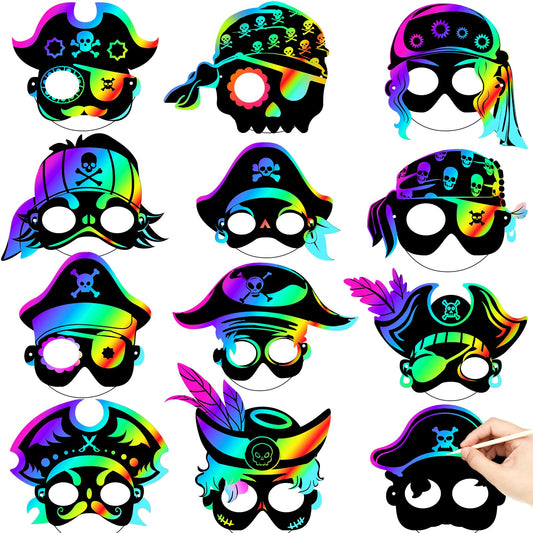 Deekin pirate scratch masks 60-count collection for engaging party crafts.