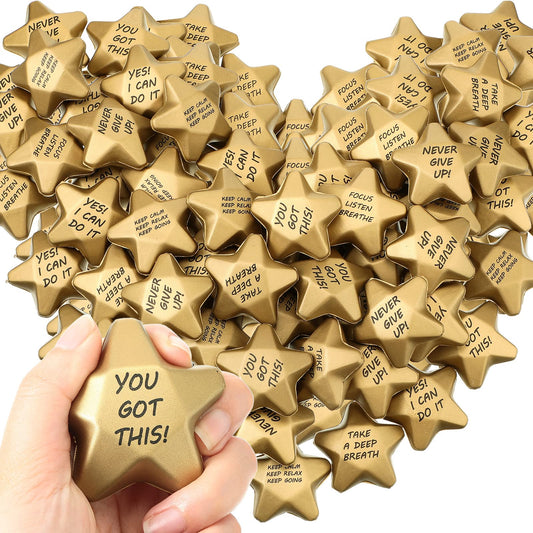 Deekin star stress ball in gold, 1.6 inches, for focus and calm.
