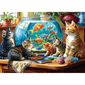 Deepcom cat jigsaw puzzle with kittens and goldfish bowl, ideal for calm, focused puzzle times