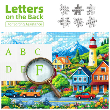 Deepcom colorful cottages seaside landscape puzzle supports focus and mindful downtime.