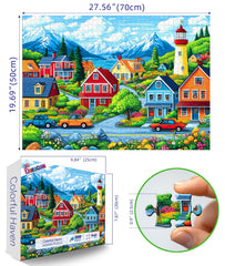 Deepcom lighthouse and mountain view puzzle highlights detailed scenery for quiet evenings.
