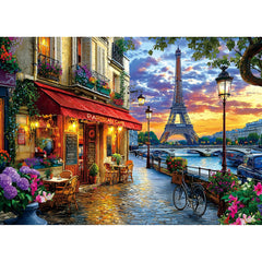Deepcom Paris Twilight Eiffel Tower puzzle pieces in dusk hues for relaxing evenings.