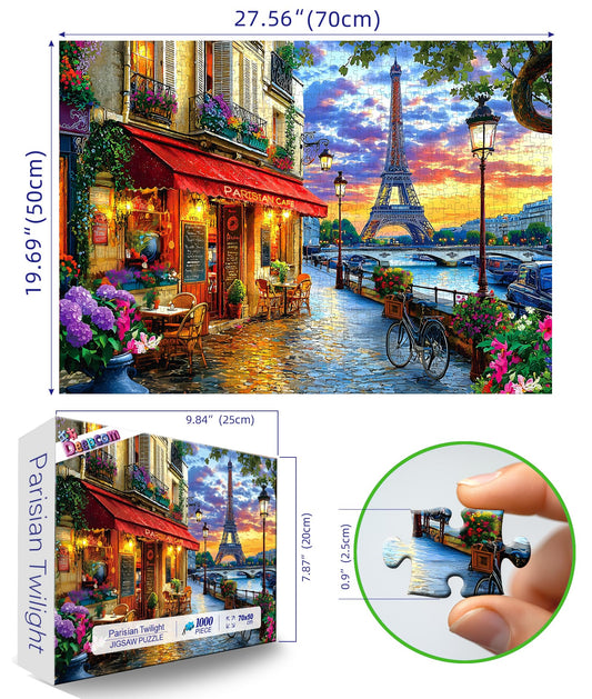 Deepcom Paris Twilight Seine River scene puzzle, perfect for family bonding nights.