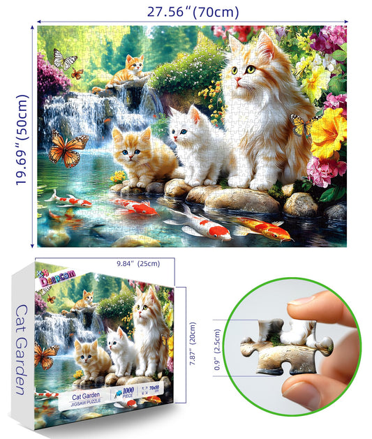 Close-up of tabby cats in Deepcom Serene Cat Garden aids focused, mindful puzzling.