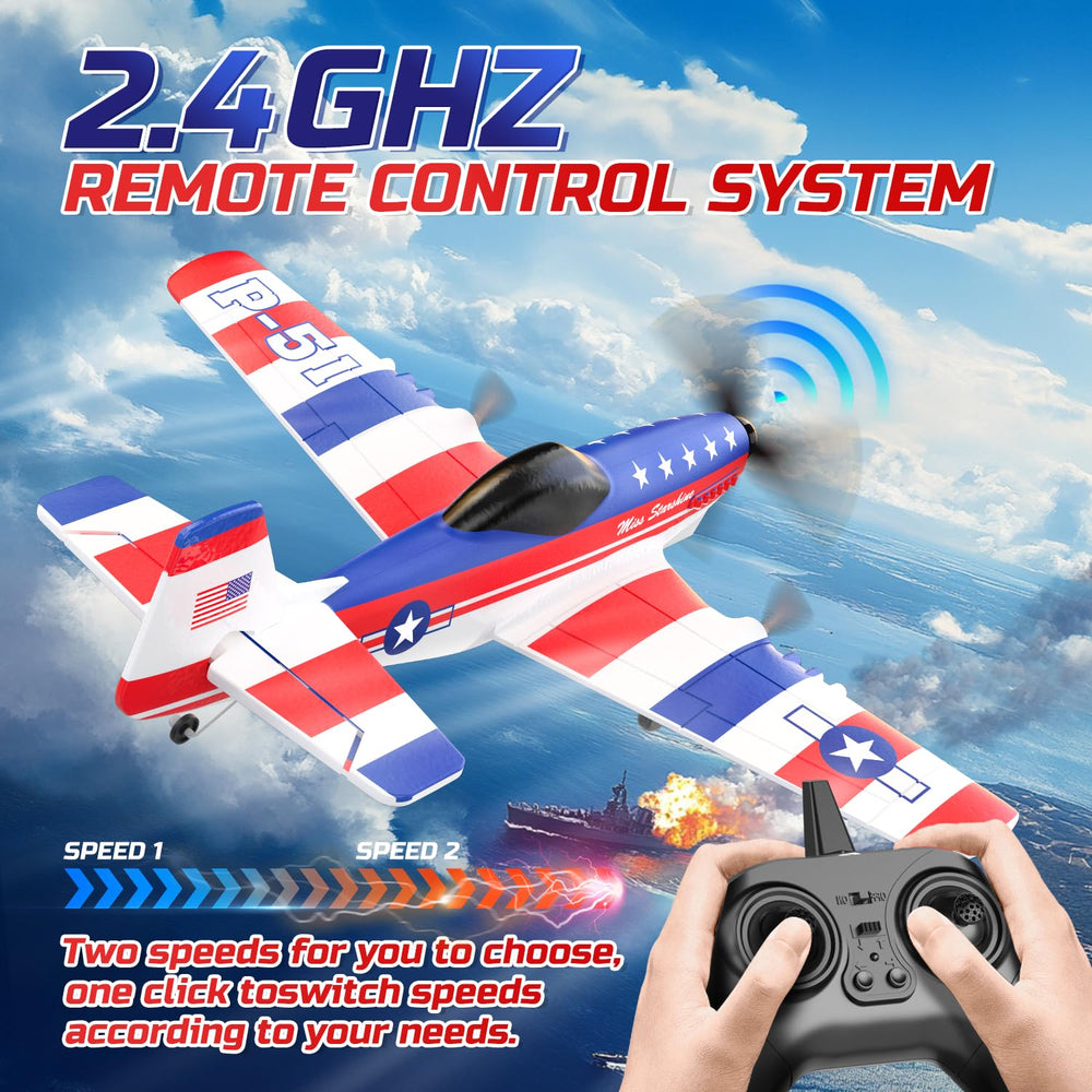 DEERC RC plane dual motors and two batteries enable longer, faster flights