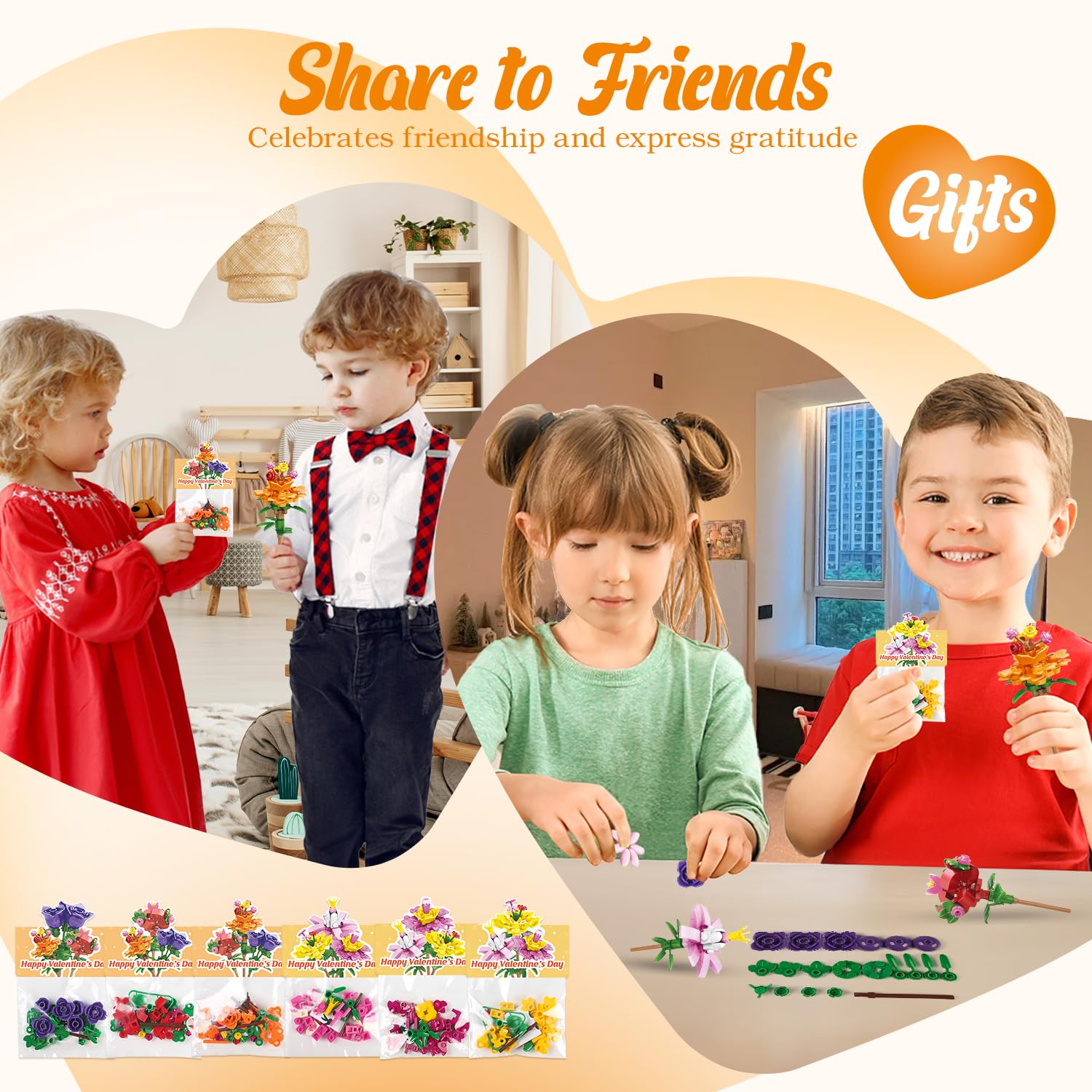 Deerher Valentine’s flower-block-kit-card: enjoyable crafting during school celebrations.