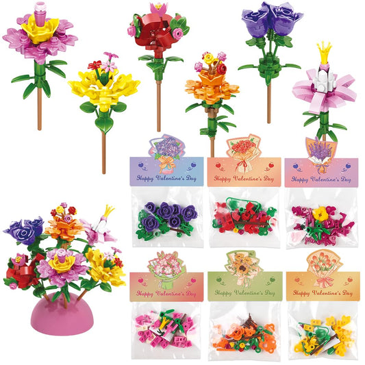 Deerher valentines cards with flower blocks ready-to-give for classroom exchanges.