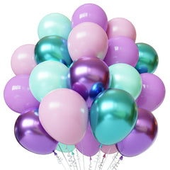 DEETUULET mermaid balloons set in purple pink teal for vibrant birthday decor.