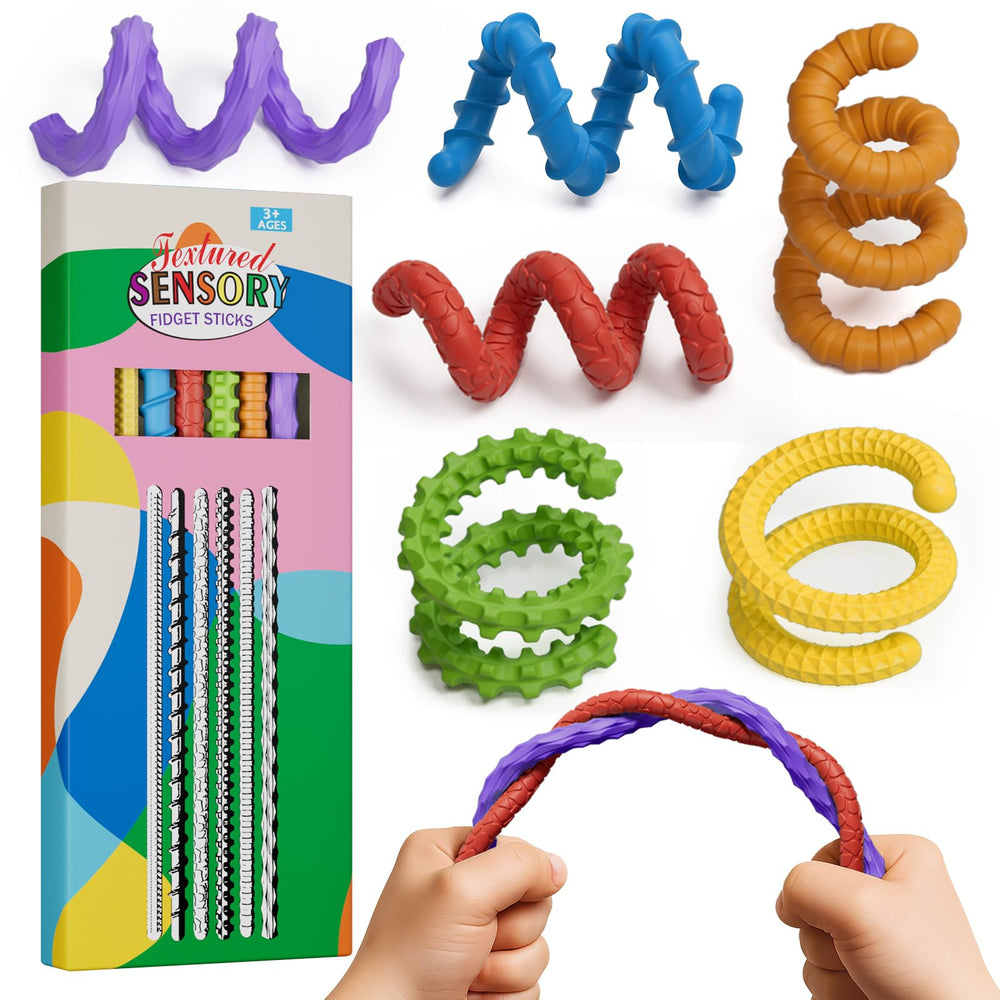 DEFXIER flexible sensory fidget sticks six-pack for focused play and calm