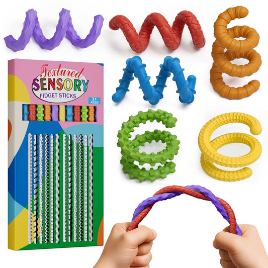 DEFXIER flexible sensory fidget sticks showing twisting and bending for calm focus.