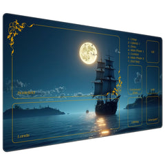 DEGDFSGR MTG playmat Moon Ship Blue Sea for stable gameplay on any desk