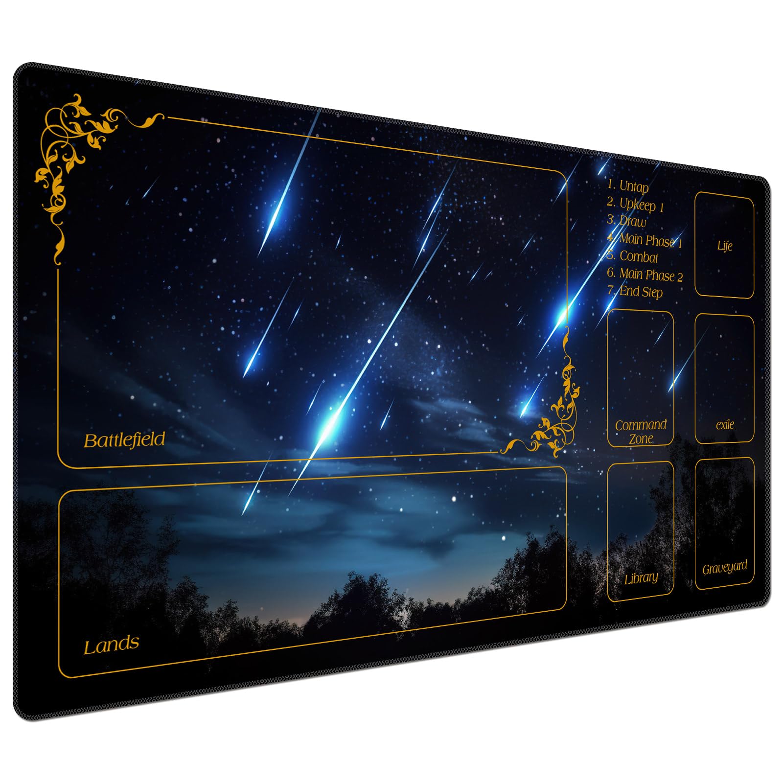 DEGDFSGR MTG playmat with blue sky meteor streaks for smooth card movement.