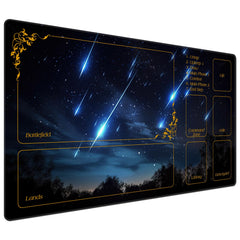 DEGDFSGR MTG playmat with blue sky meteor streaks for smooth card movement.