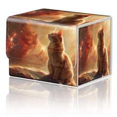 DEGDFSGR orange cat deck box with magnetic closure keeps cards secure.