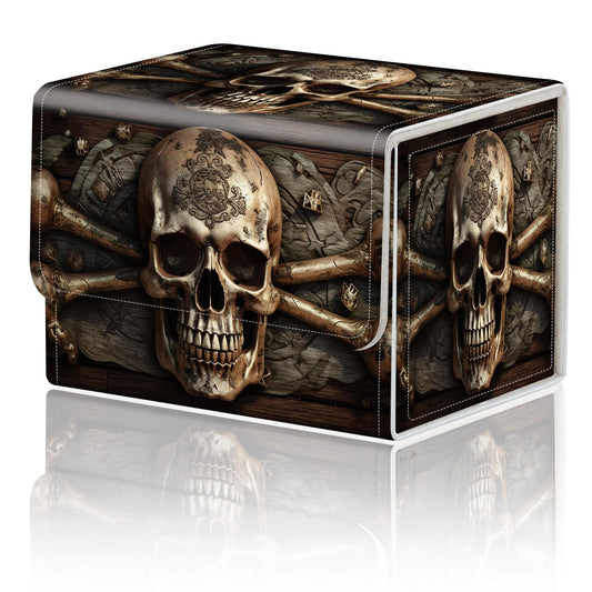 DEGDFSGR storage box with pirate skull pattern and magnetic closure keeps cards secure.