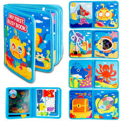 DEGIDEGI Montessori Busy Book Deep Sea cover, soft portable learning companion for calm travel.