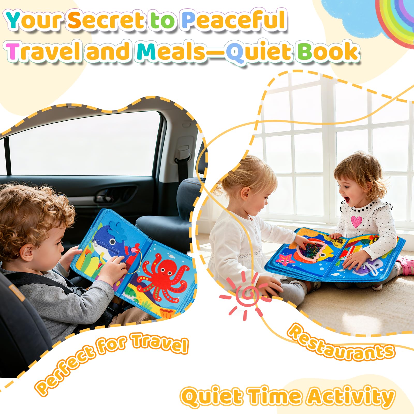 DEGIDEGI Busy Book number matching page, playful counting practice on the go.