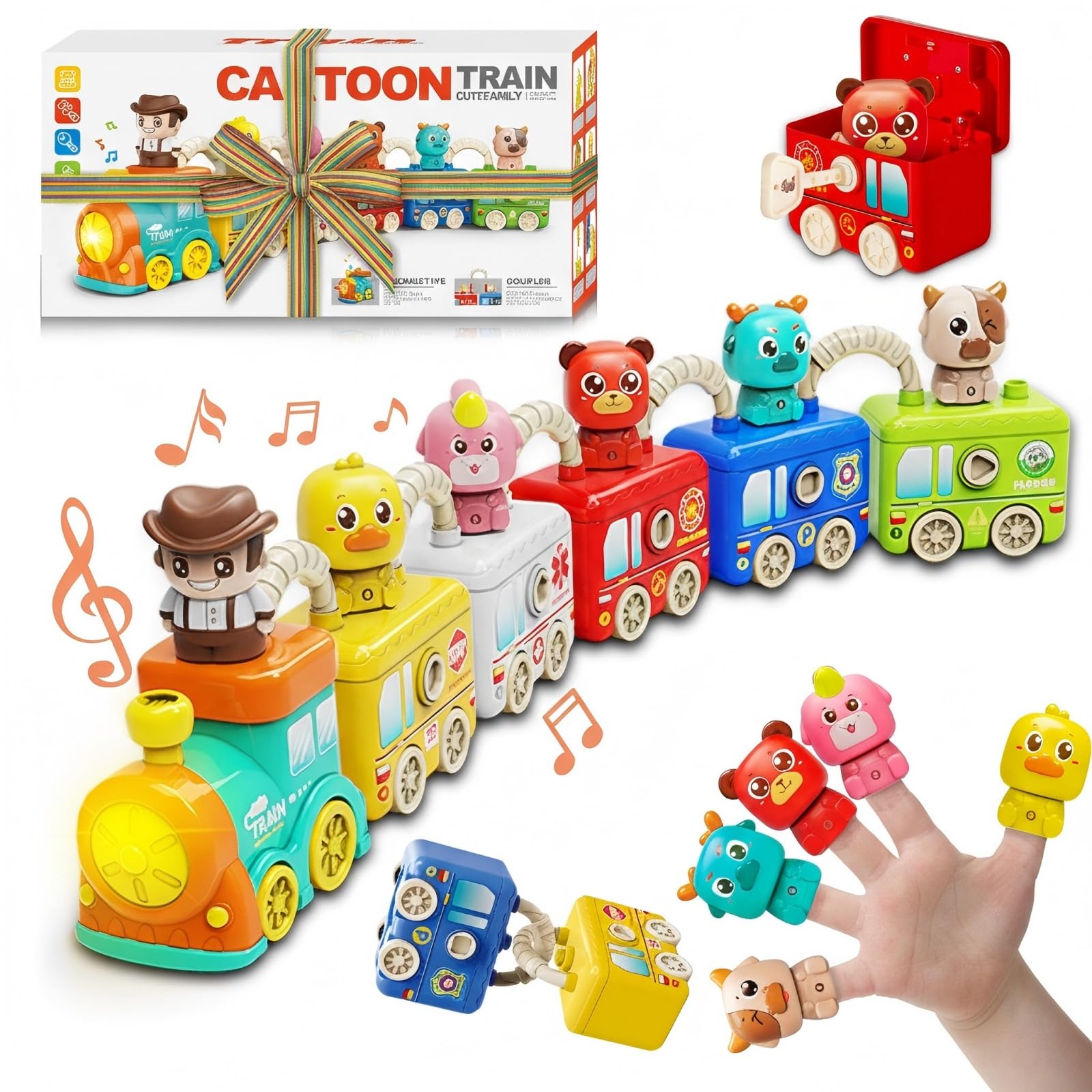 DEGIDEGI Montessori train set with lights and sounds for curious toddlers.