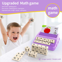 DEGIDEGI spelling and reading toy showing word formation in a colorful layout.