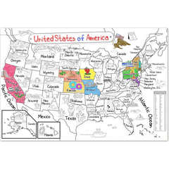 Dekali Designs US map coloring poster shows a giant 52x35 inch map for interactive learning.